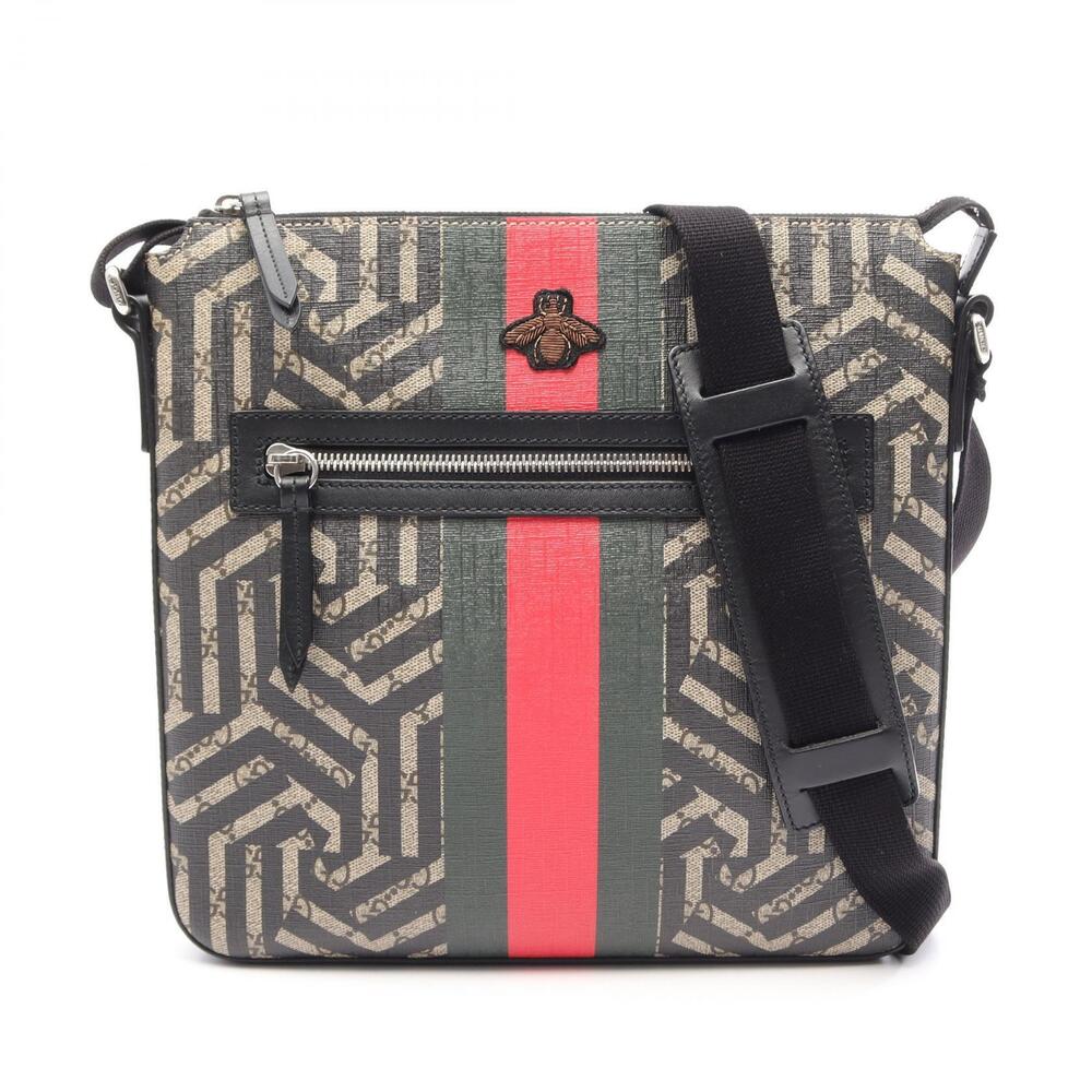Gucci GG Kaleido Bee Bag Canvas Leather Beige Cream Black Multicolor